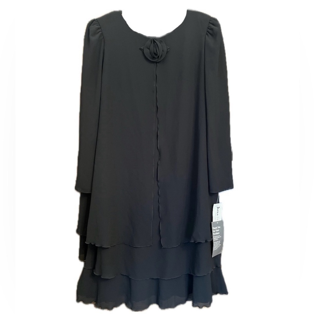 NWT Vintage Patra Tiered Black Chiffon Special Occasion Cocktail Dress, 14 - Picture 13 of 13